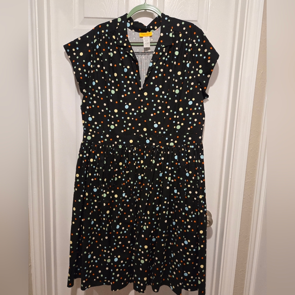 Bernie Dexter Black Dress with Multicolor Polka Dots 4X